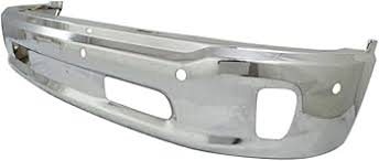 BUMPER FACE BAR- CHROME- W/ 6 SENSOR HOLES- W/ FOG LAMP HOLES- W/ TOW HOOK HOLES- 2 PIECE BUMPER Hover For All