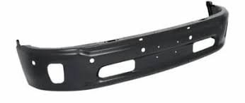 BUMPER FACE BAR- SATIN BLACK/ PTM- W/ SENSOR HOLES- W/ FOG LAMP HOLES- 2 PIECE BUMPER- MODEL W/ RAM LOGO ON GR