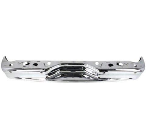BUMPER FACE BAR- STEEL- CHROME- W/ 4 SENSOR HOLES- W/ STEP- W/ WELDED BRACKETS