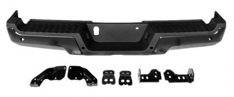 BUMPER ASSEMBLY- PRIMED BLACK- W/ SENSOR HOLES- INCLUDES END CAPS/ BUMPER SUPPORT/ BRACKETS/STEP PAD Hover For