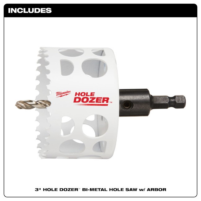 Milwaukee-49-56-9670 3in. HOLE DOZER Bi-Metal Hole Saw with Arbo