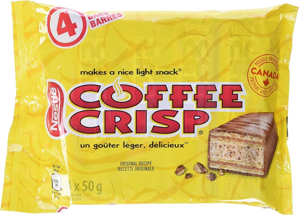 Nestle Canada Candy Coffee Crisp Chocolate Bar 4 X 50gram Bars.