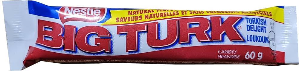 Big Turk Chocolate Bars Turkish Delight 60g {Imported from Canada} Description