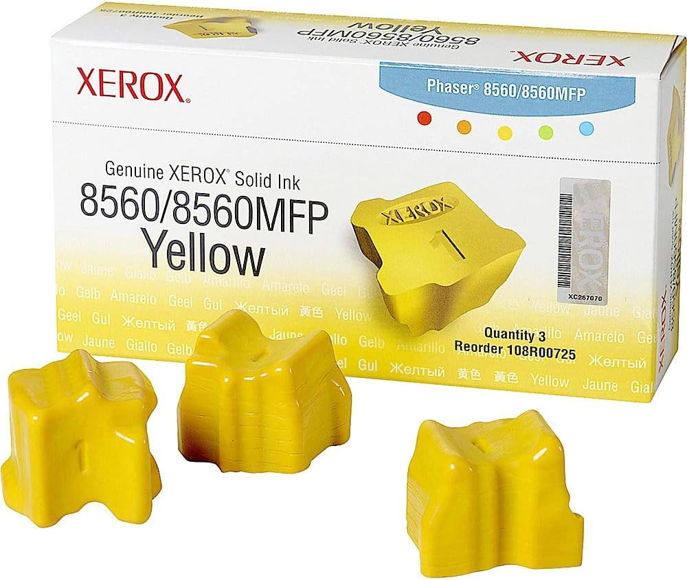 Xerox 108R00725 Solid Ink Phaser 8560/8560MFP, Yellow (3 Sticks) Sealed Xerox Bo