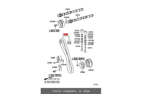 Genuine Toyota OEM 13568-09080 - Timing Belt Gates OEM Spec 7M (87-92 Supra)