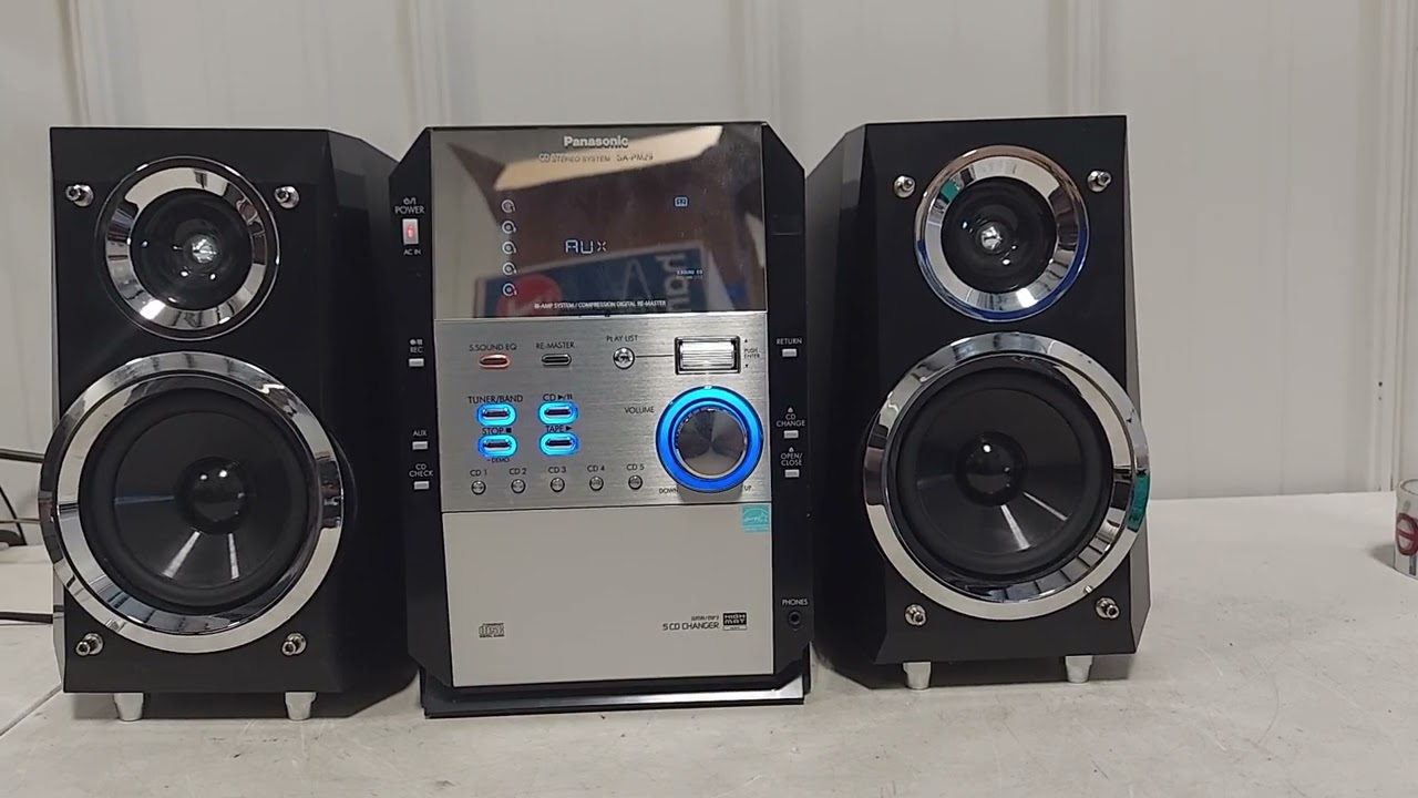 Panasonic SA-PM29 5-CD Disc Changer AM/FM Radio Cassette Player