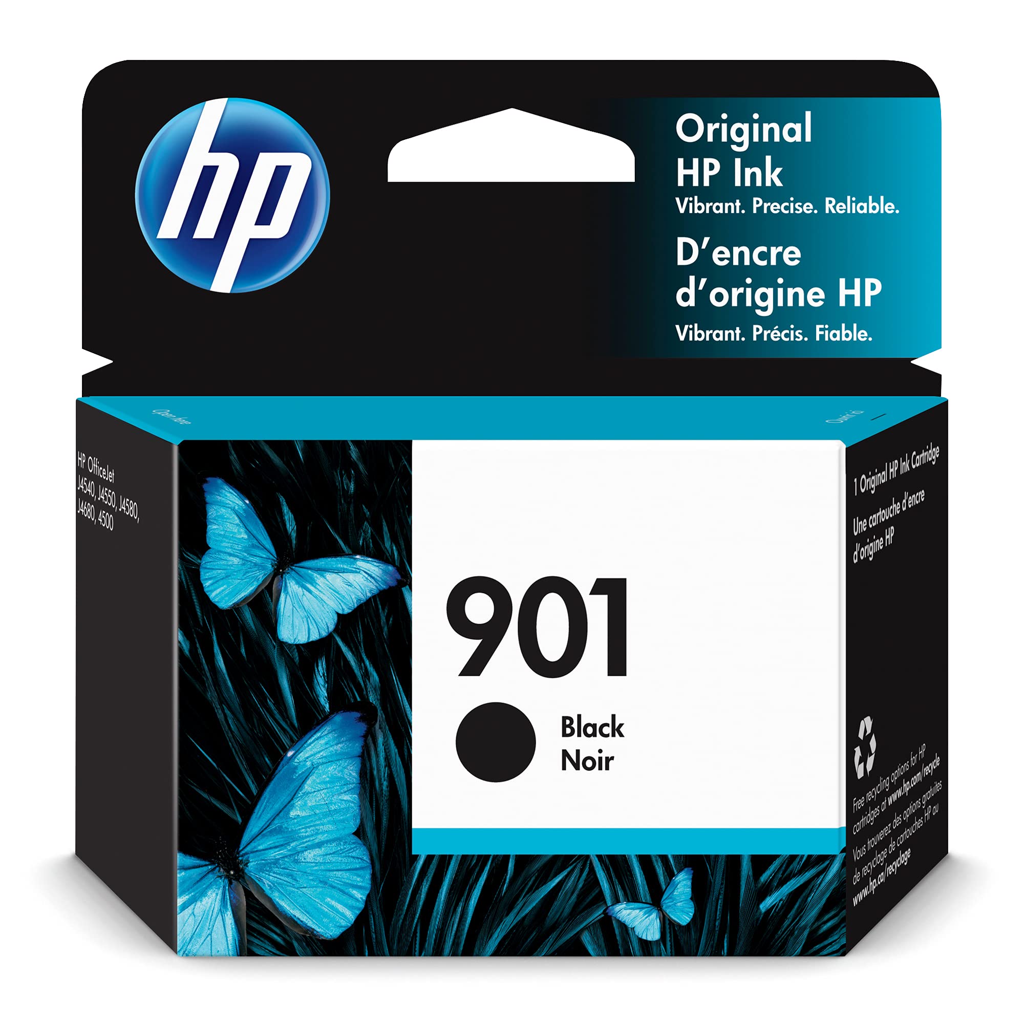 HP Original 901 Black Ink Cartridge | Works with OfficeJet J4500, J4680, 4500 Series | CC653AN