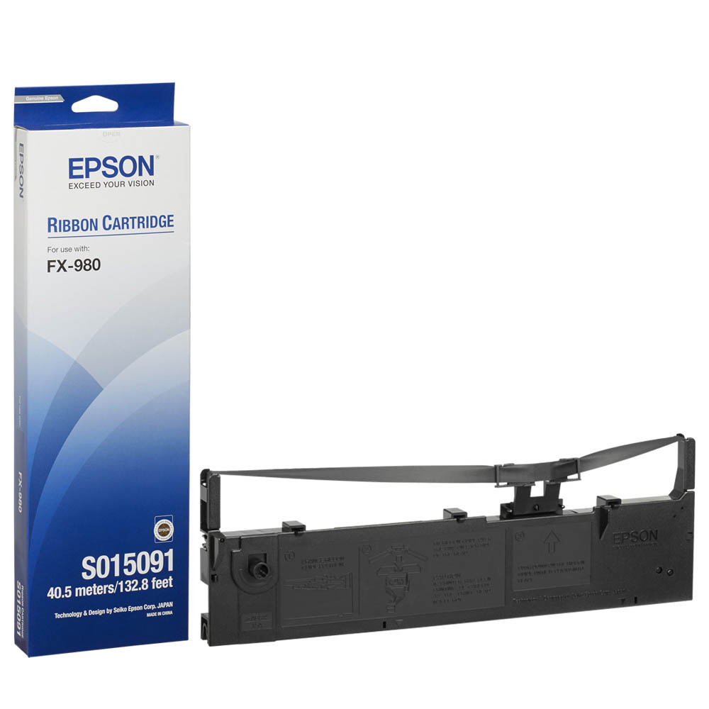 EPSON S015091 Printer Ribbon, Nylon, Black (Case of 3)