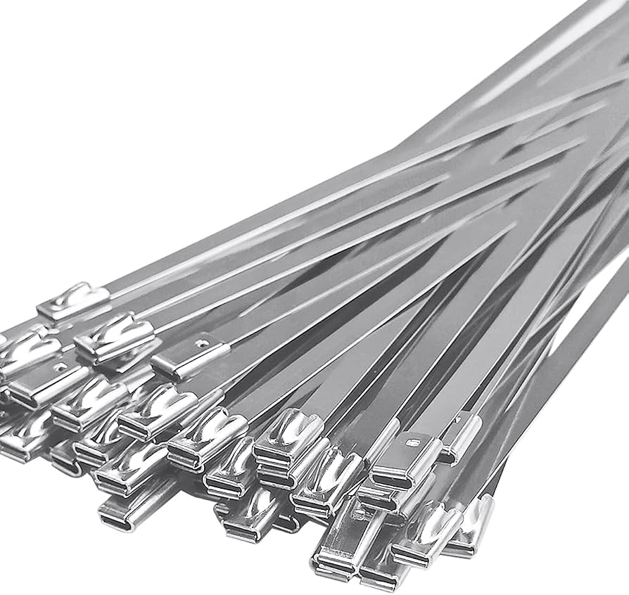 50 Pcs Stainless Steel Metal Cable Zip Tie Strap Locking Exhaust Pipe Header 8"