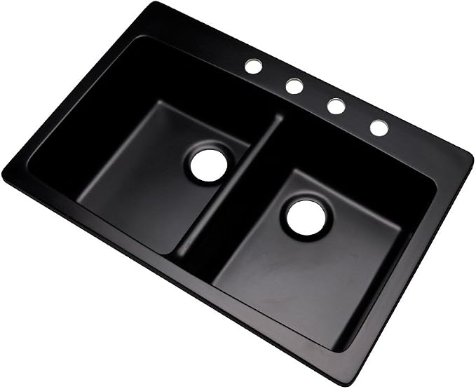 Dekor Sinks 89499Q Westwood Composite Granite Double Bowl Kitchen Sink with Four