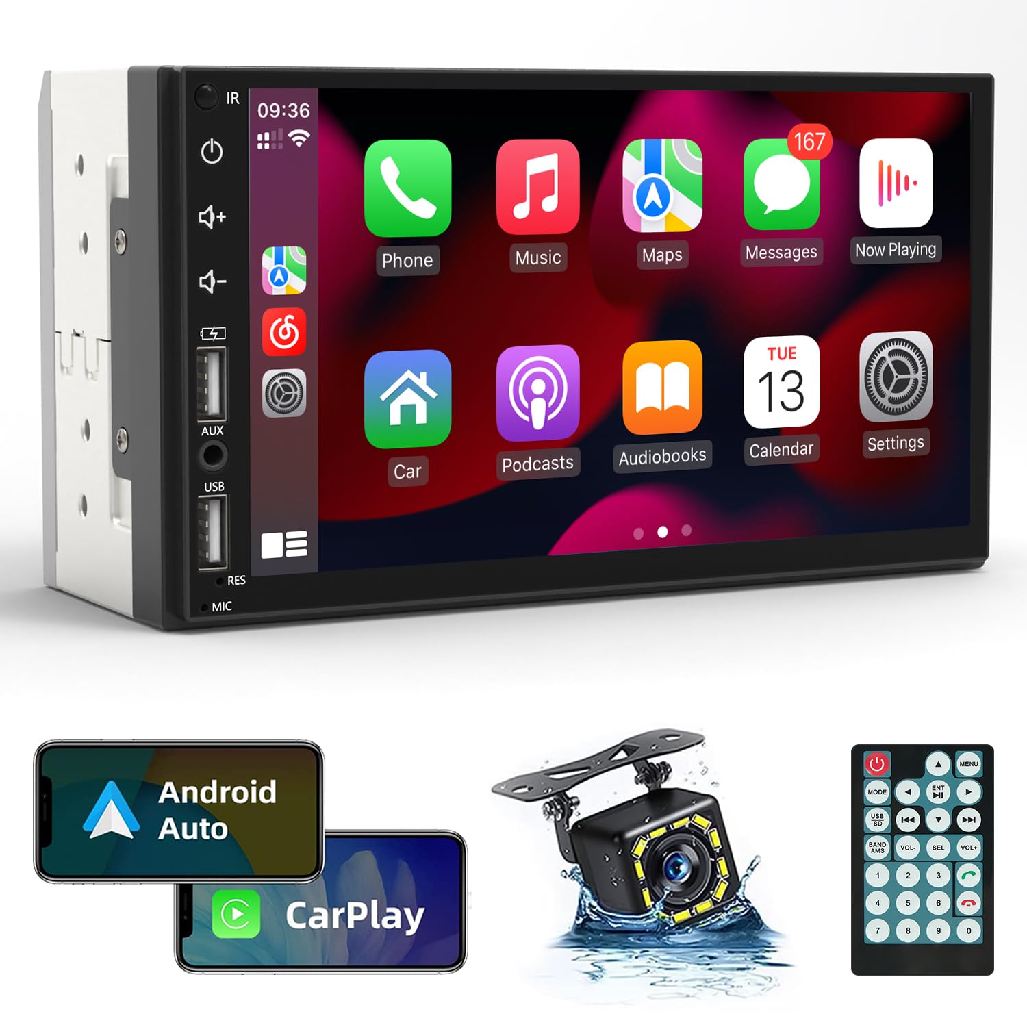 Android 8.1 Oreo Double 2 Din Car Stereo Head Unit in Dash Auto GPS Navigation Audio System 7 inch 1024 600 Touch Screen 8 Core Tablet Radio Support WiFi Bluetooth 1080P Video SWC Video Out USD SD