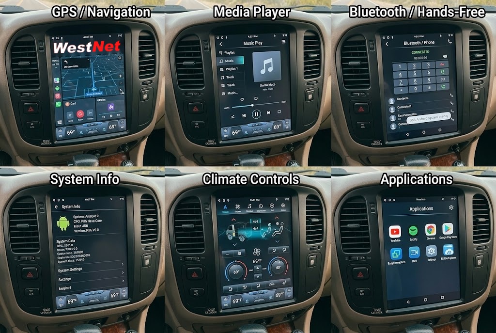 WestNet 12.1 Inch Vertical Touchscreen Android 9 Car Stereo for 1998-2002 Toyota Land Cruiser 100 LC100 / Lexus LX470, Apple CarPlay, Android Auto, GPS Navigation, PX6 6-Core 4GB 64GB, Bluetooth 5.0 photo 3