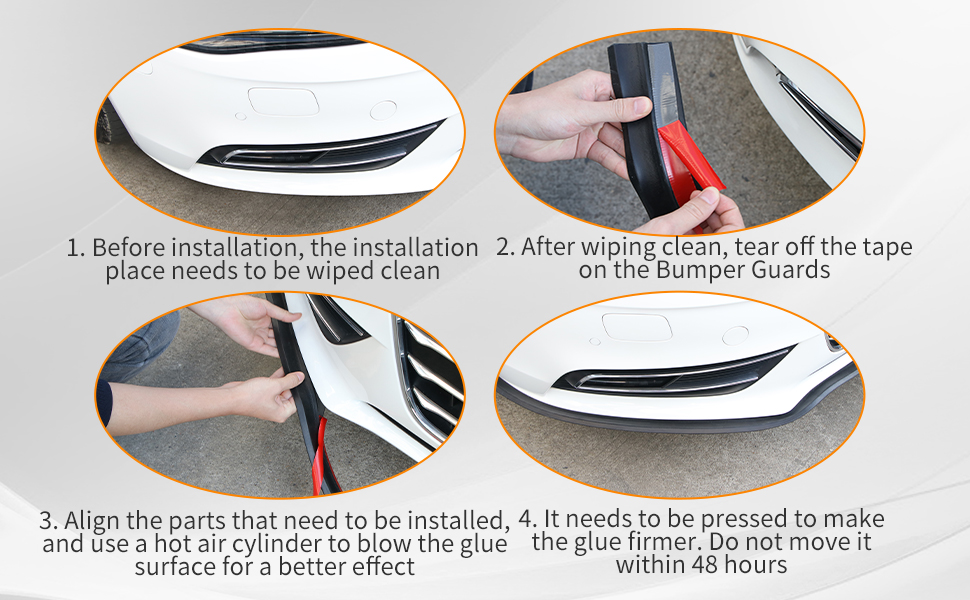 Powstro Car Front Rear Bumper Protector Universal 98" Rubber Bumper Lip Splitter Body Spoiler