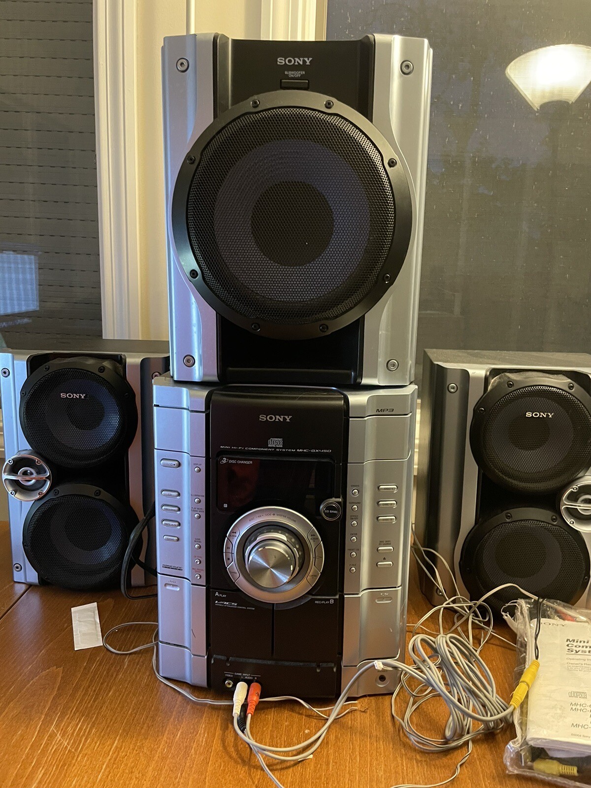 Sony MHC-GX450 stereo AM/FM 3-CD Subwoofer 3-way Front Speakers AS IS !