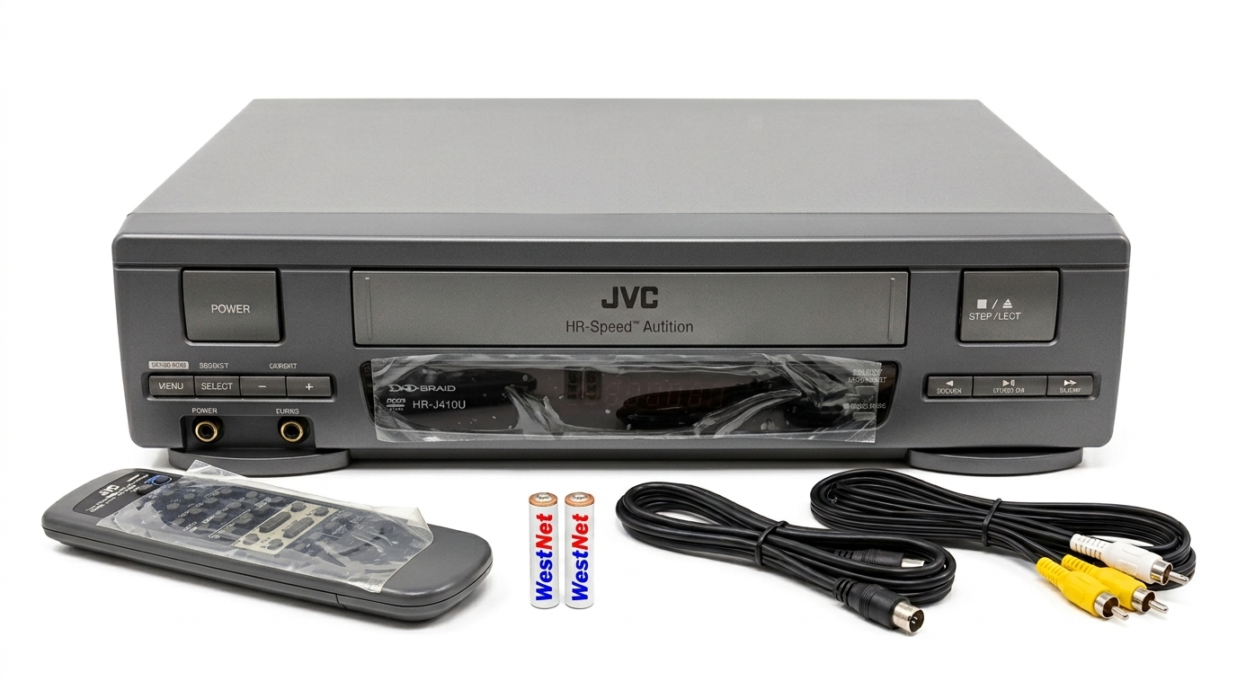 JVC HR-J410U 4-Head VHS VCR with Remote RCA RF Cables — UPC 731985506064