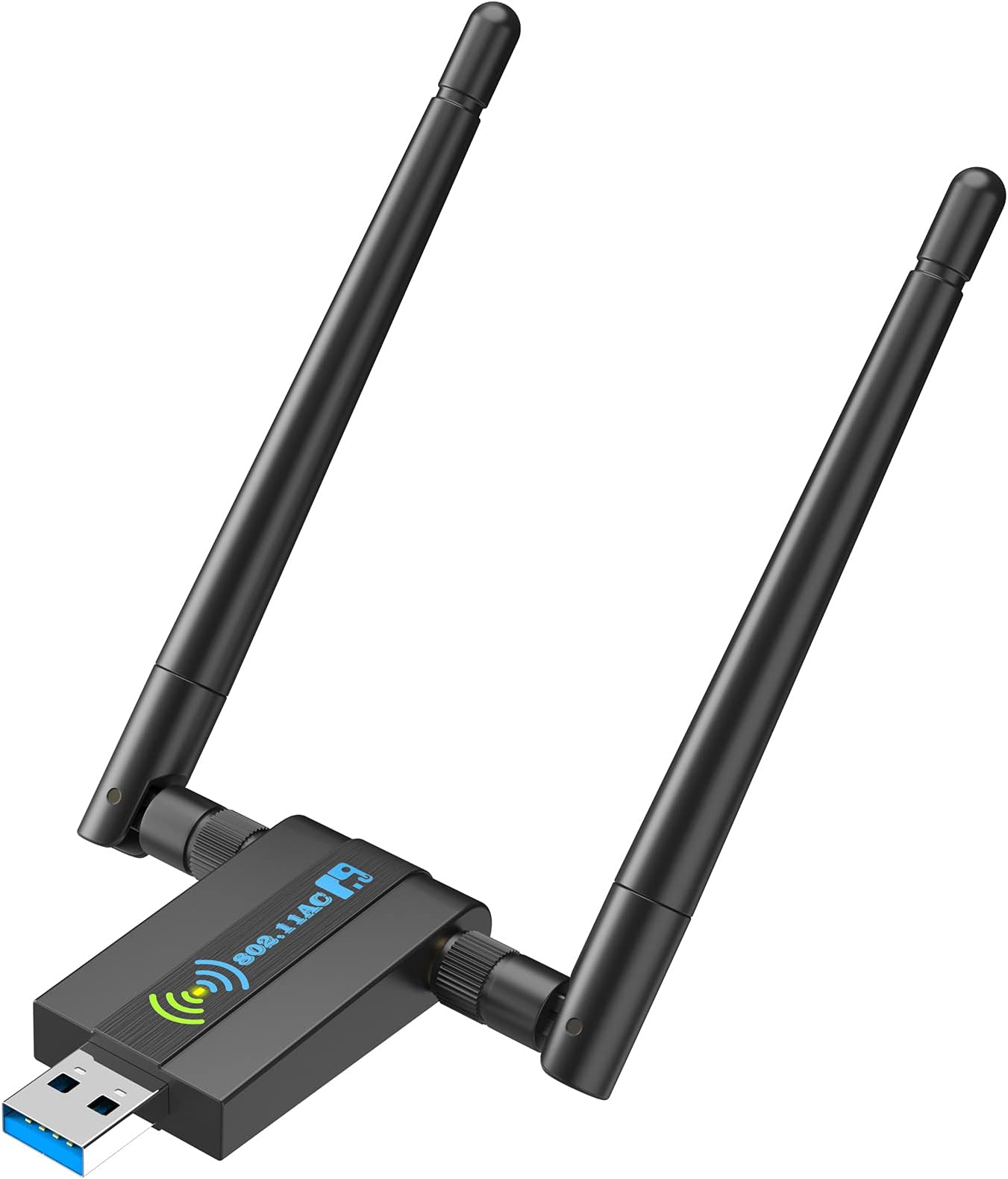 BraceTek WiFi Adapter for PC Gaming 1300Mbps with USB Wireless Adapter Dual Band 5GHz 802.11 AC WiFi Dongle 5dBi Antenna Support Desktop Laptop Window