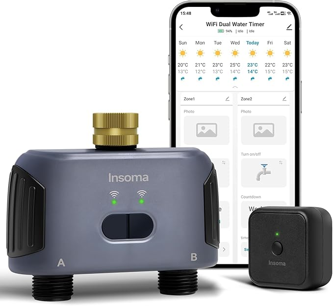Insoma Smart WiFi 2 Zones Digital Water Timer for Garden or Plants Lawn