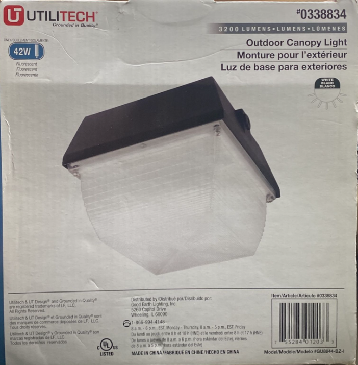 Utilitech Outdoor Canopy Light 3200 Lumens Gu8844 42w 033883