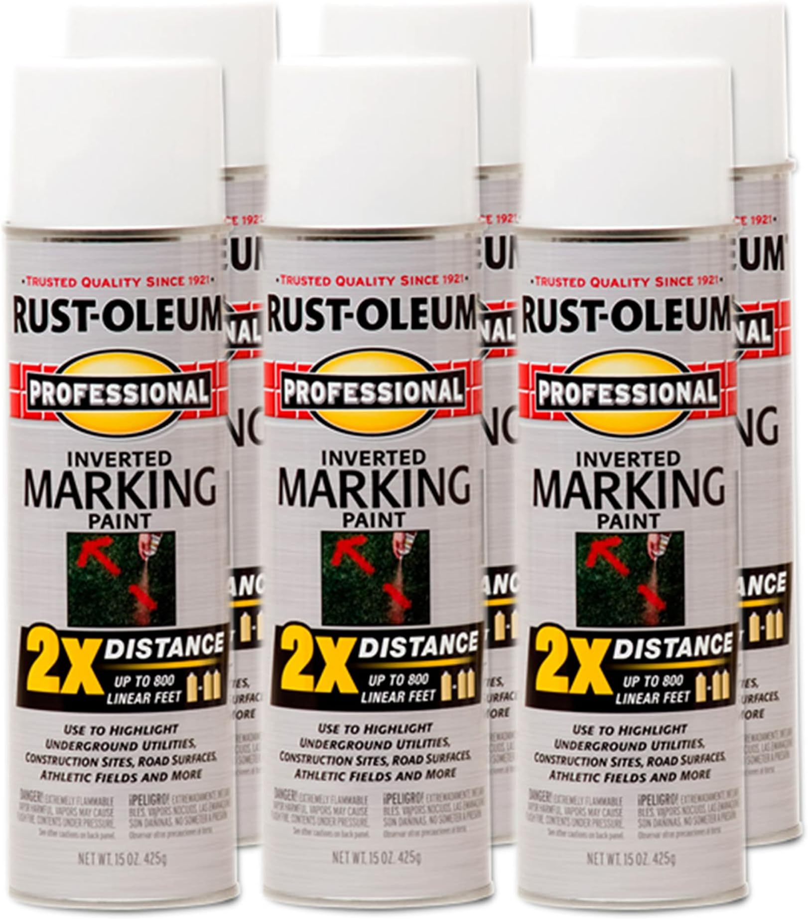 Rust-Oleum P2593849 18-Ounce Spray Paint Striping Paint Contractor, White, 6 Pack