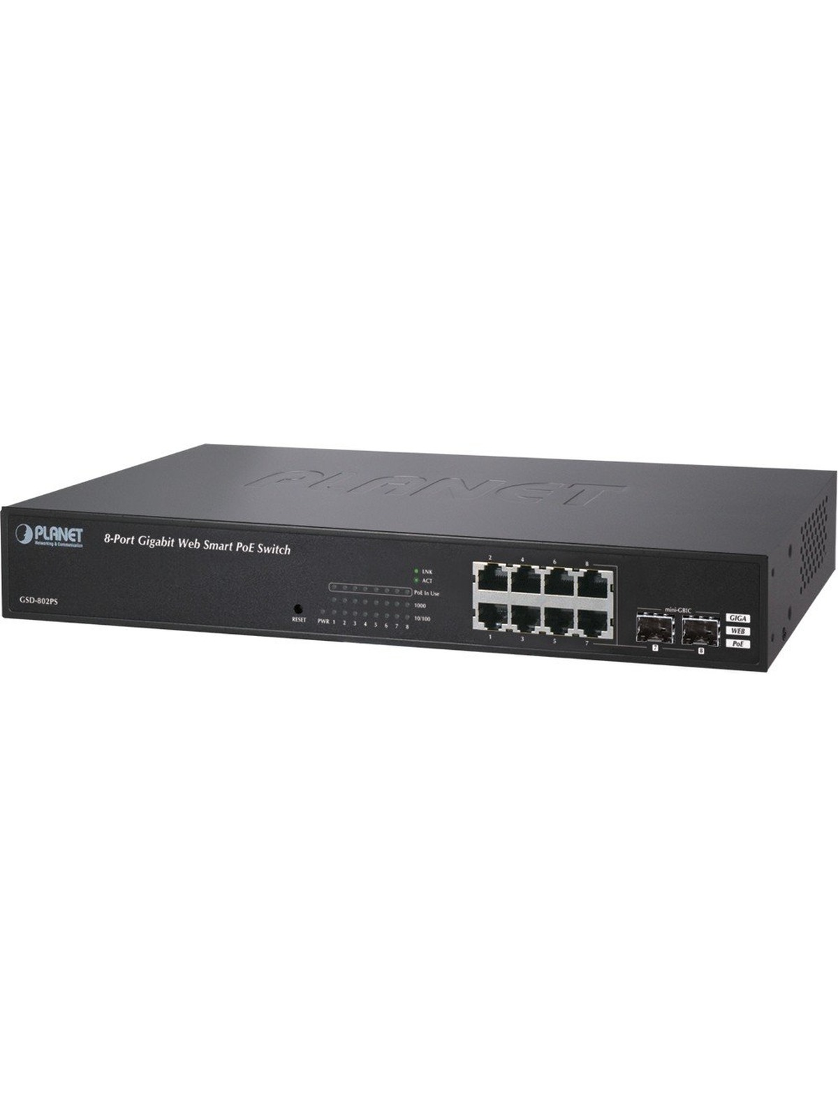 Planet GSD-802PS 8- Port Gigabit POE Switch Power over Ethernet