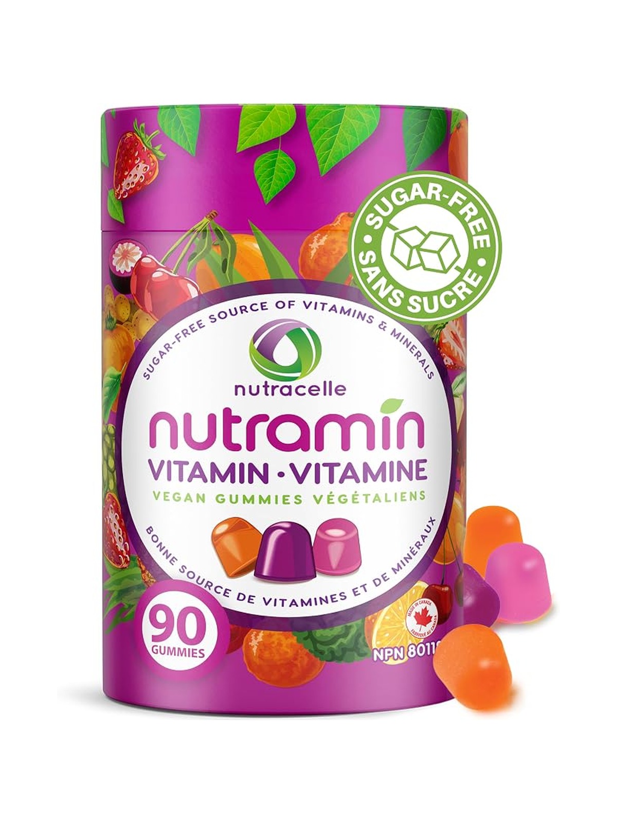 NUTRACELLE NUTRAMIN Daily Vegan Keto Multivitamin Gummies Vitamin C, D2, and Zinc for Immunity, Plant-Based, Sugar-Free, Nut-Free, Gluten-Free, Vitamin A, B, B6, B12 & More 90 Count, 45 Day Supply