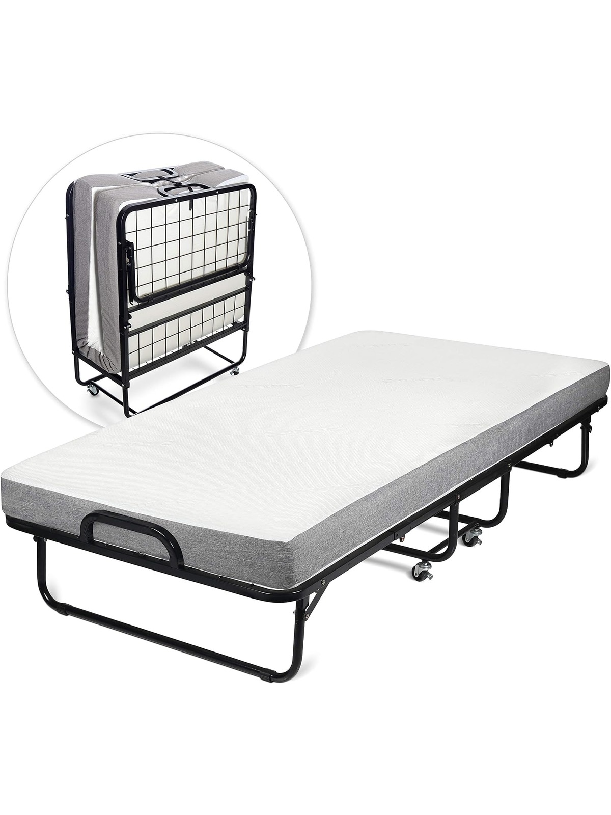 Milliard Diplomat Folding Bed - Cot Size - with Luxurious Memory Foam Mattress and a Super Strong Sturdy Frame - 75" x 31"