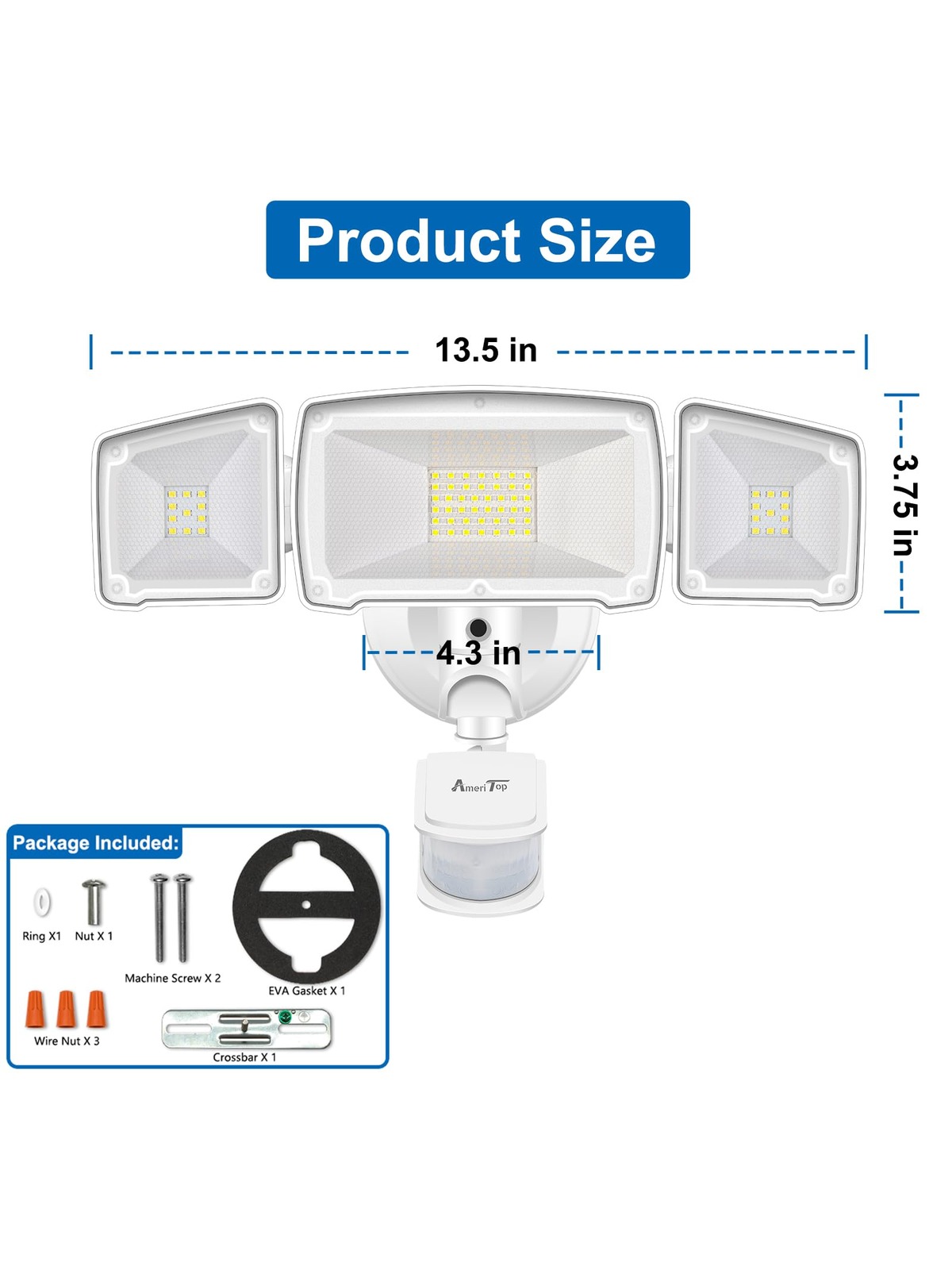 Motion Sensor Lights Outdoor, AmeriTop 35W Ultra Bright 3500LM LED Security Flood Lights with Motion Sensor Mode & Dusk to Dawn Sensor Mode/ ETL Certified IP65 Waterproof Outdoor Light