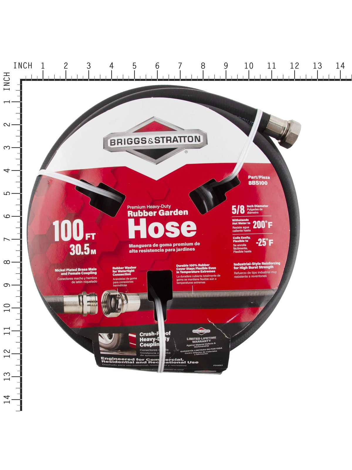 Briggs & Stratton 8BS100 100-Foot Premium Heavy-Duty Rubber Garden Hose