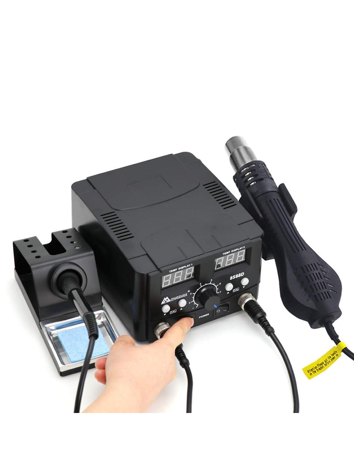 2 in 1 750W LED Digital Soldering Station Hot Air Gun Rework Station Electric Soldering Iron for Phone PCB IC SMD BGA Welding Set 110V