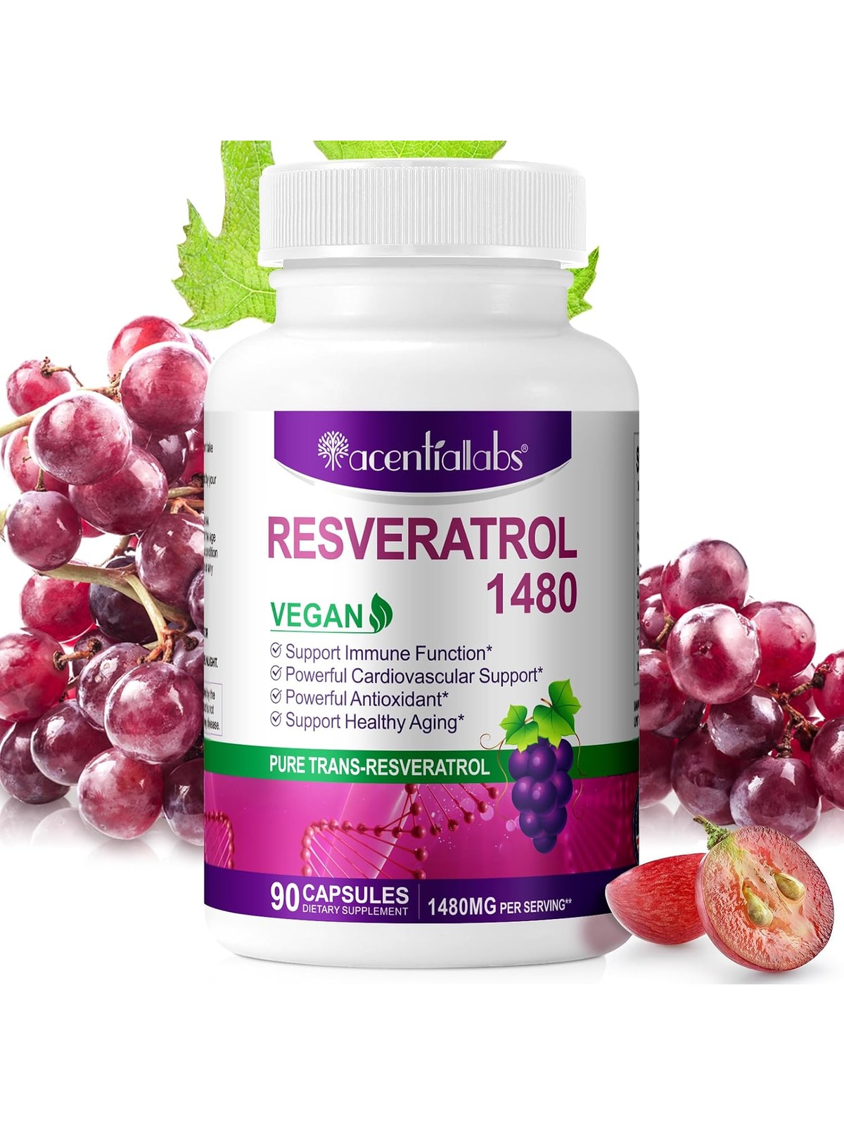 Resveratrol Antioxidant Supplement - Trans Resveratrol for Excellent Skin Health and Heart, Circulation, Liver with Grape Seed, Green Tea Extract, Goji and Pomegranate - 20 Sachets - MapleLife