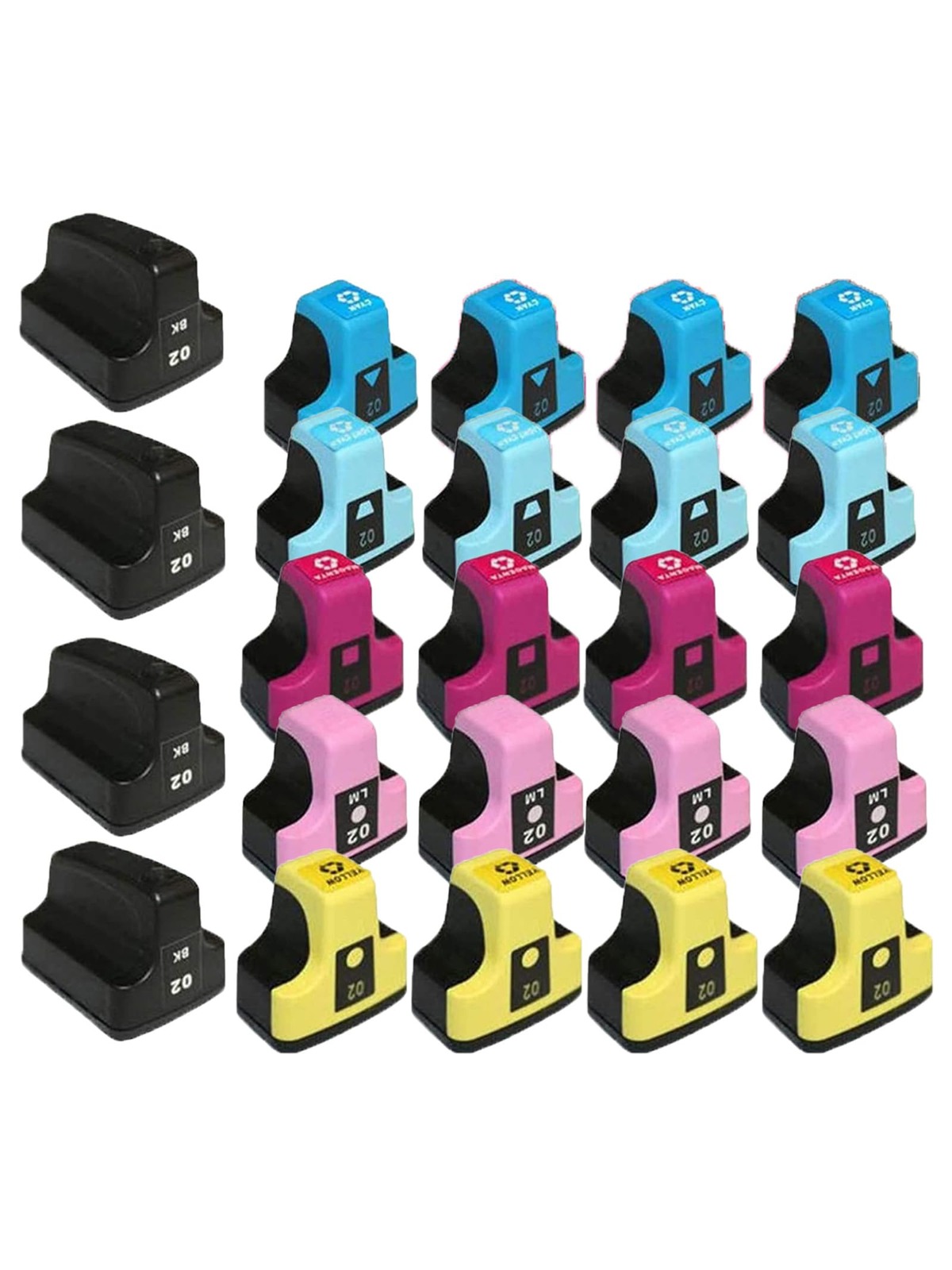 24 Pack - Compatible Ink Cartridges for HP 02 02XL 02-XL HP02 HP02XL C8721W C8771W C8772W C8773W C8774W C8775W Inkjet Cartridge Compatible With HP Photosmart 8250, 3210, 3310, C5180, C6180, C7180, D7160, D7360, 3110, C6280, C7280, C5150, C8180, D7260