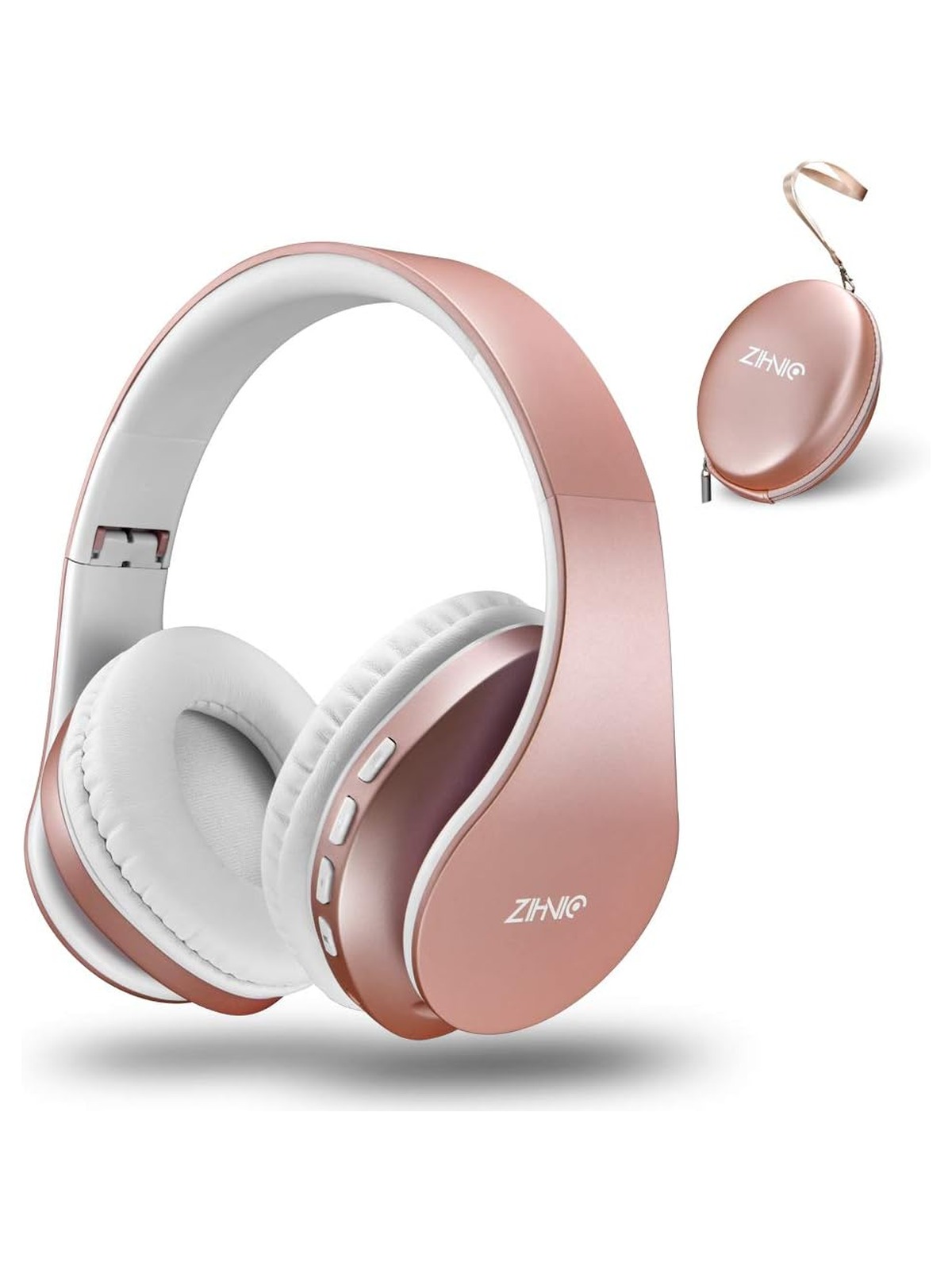 zihnic Bluetooth Headphones Over Ear, Foldable Wireless and Wired Stereo Headset Micro SD/TF, FM for iPhone/Samsung/iPad/PC/TV,Soft Earmuffs &Light Weight for Prolonged Wearing (Gold)