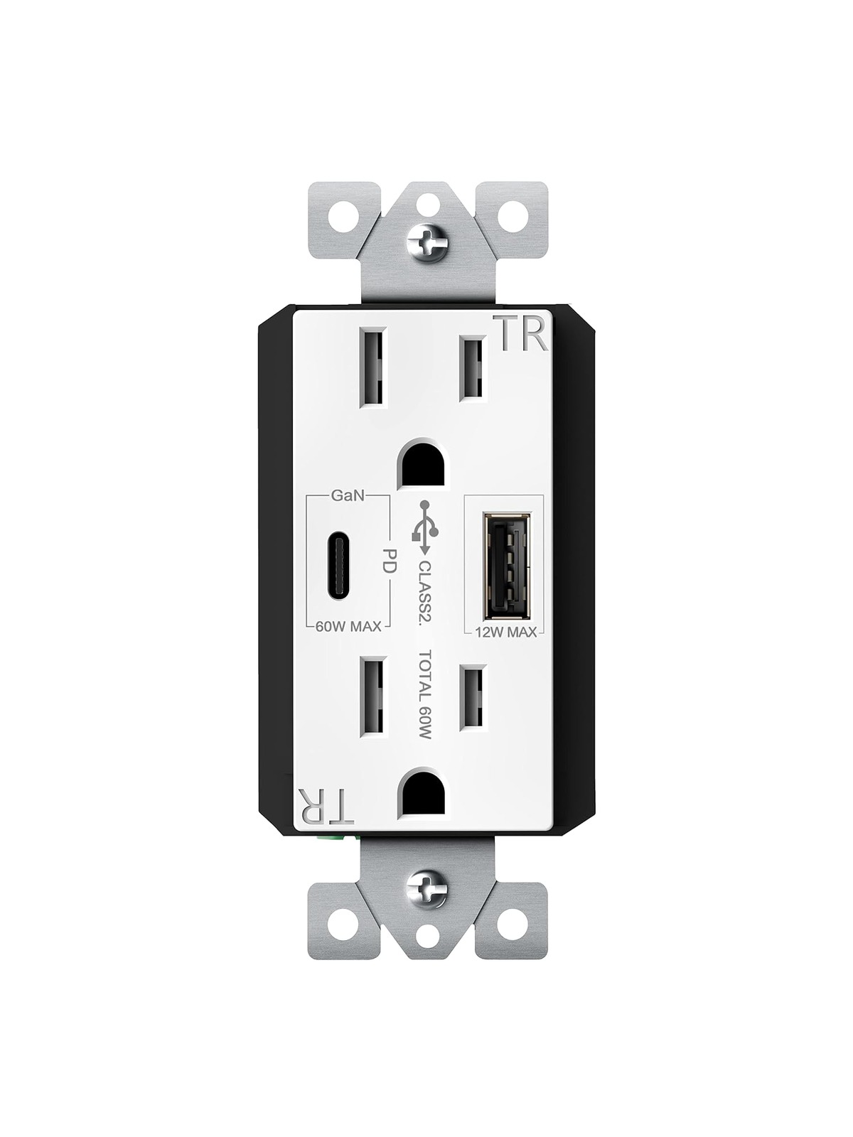 USB C Outlet PD 65W Power Delivery GaN+ Receptacle 6.5A, in-Wall Charger with 15 Amp, 125 Volt Tamper-Resistant Outlet Charger for USB-C Laptop/iPhone/Samsung (USB C PD Outlet 15A 10 Pack)