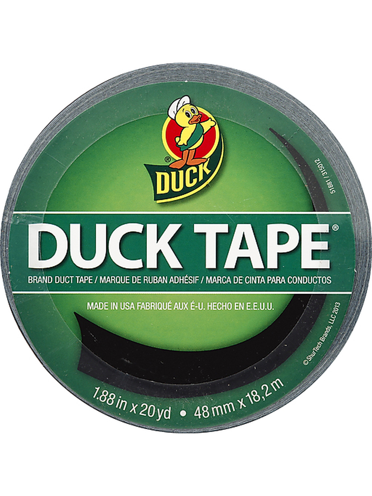 Duck Colored Duct Tape, 3" Core, 1.88" X 20 Yds, Black