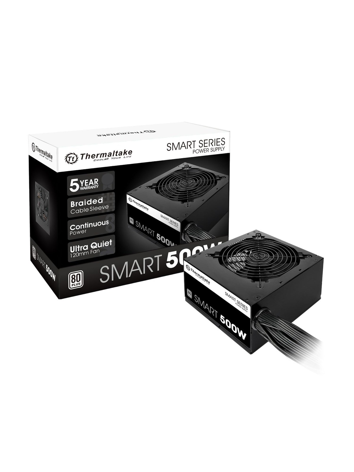 Thermaltake Smart 500W ATX 12V V2.3/EPS 12V 80 Plus Certified Active PFC Power Supply PS-SPD-0500NPCWUS-W