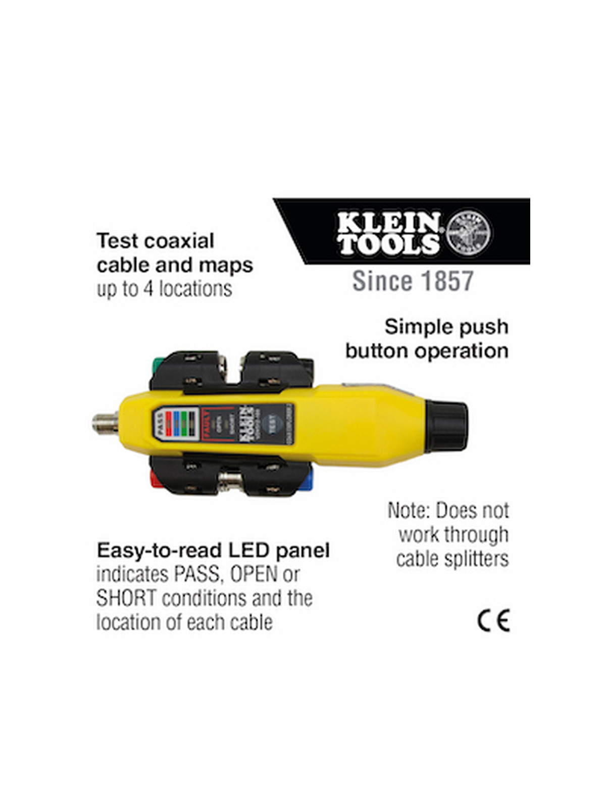 Coax Tester Tracer Mapper with Remote Kit, Test up to 4 Locations, Explorer 2, Klein Tools VDV512-101