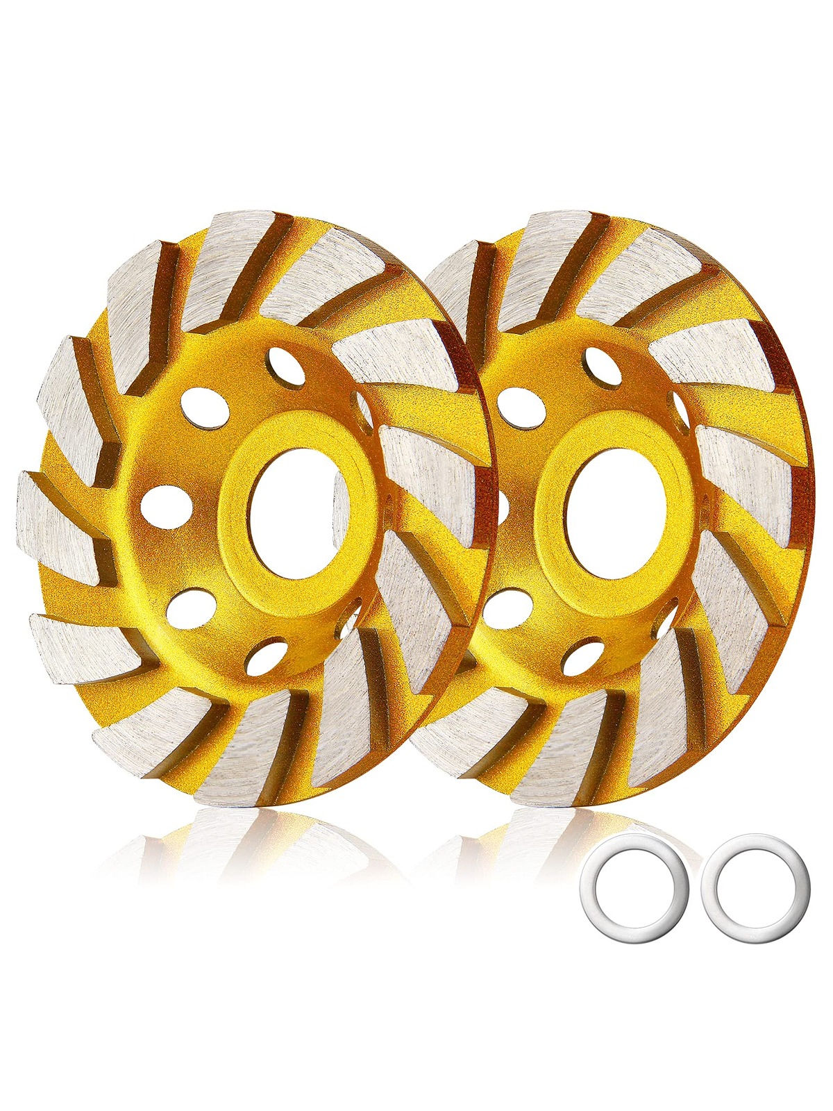 Tanzfrosch 2 Pack 4 inch Diamond Cup Grinding Wheel 12-Segments Heavy Duty Turbo Row Grinding disc for Angle Grinder Polishing and Cleaning Concrete Granite Marble Stone Rock Cement