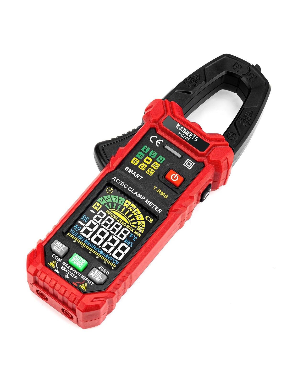 KAIWEETS Digital Clamp Meter T-RMS 6000 Counts, Multimeter Voltage Tester Auto-ranging, Measures Current Voltage Temperature Capacitance Resistance Di