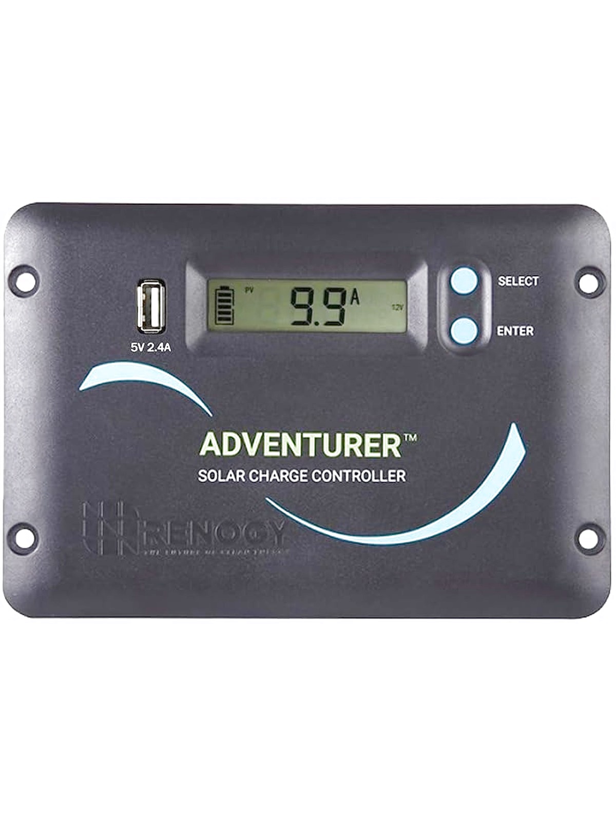 Renogy 30A 12V/24V PWM Solar Charge Controller with LCD Display Flush Mount Design Negative Ground, Compatible with Sealed, Gel, Flooded and Lithium Batteries, Adventurer 30A,black