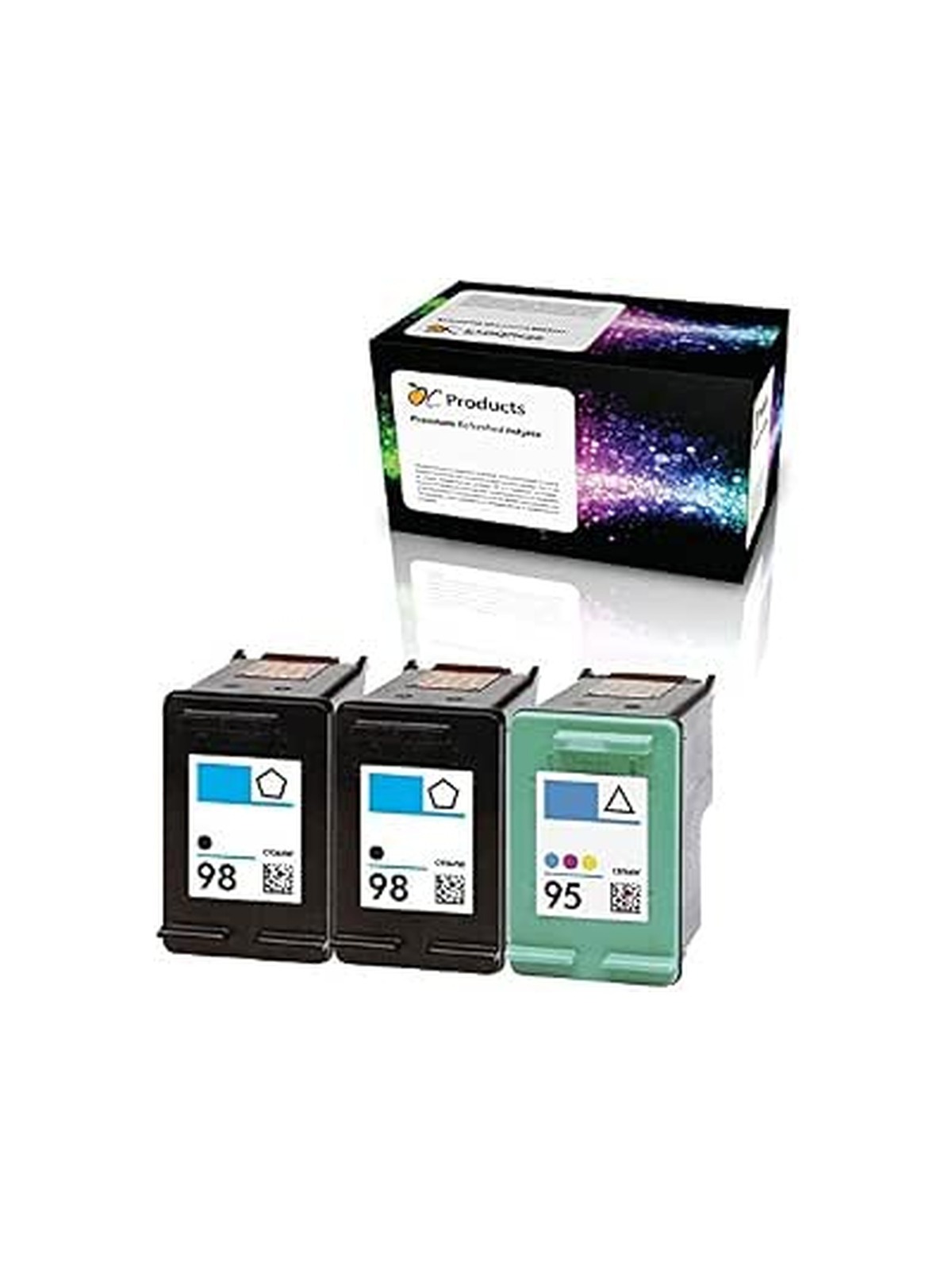 OCProducts Refilled Ink Cartridge Replacement for HP 98 and HP 95 for Officejet 150 100 H470 PhotoSmart D5160 C4180 2570 8030 8049 (1 Black 1 Color)