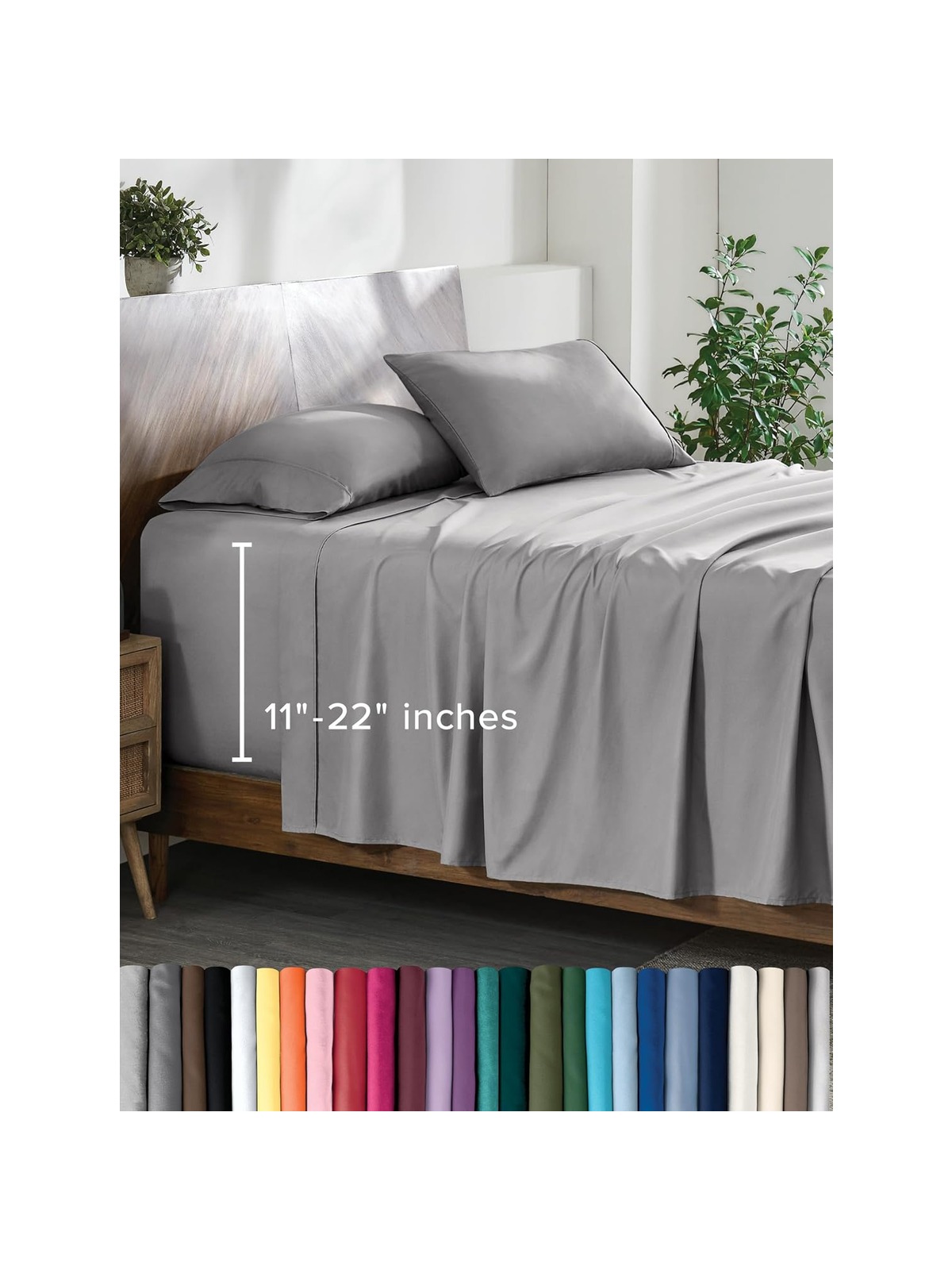 Bare Home Twin XL Sheet Set - College Dorm Size - Premium 1800 Ultra-Soft Microfiber Sheets Twin Extra Long - Double Brushed - Hypoallergenic - Wrinkle Resistant (Twin XL, Grey)