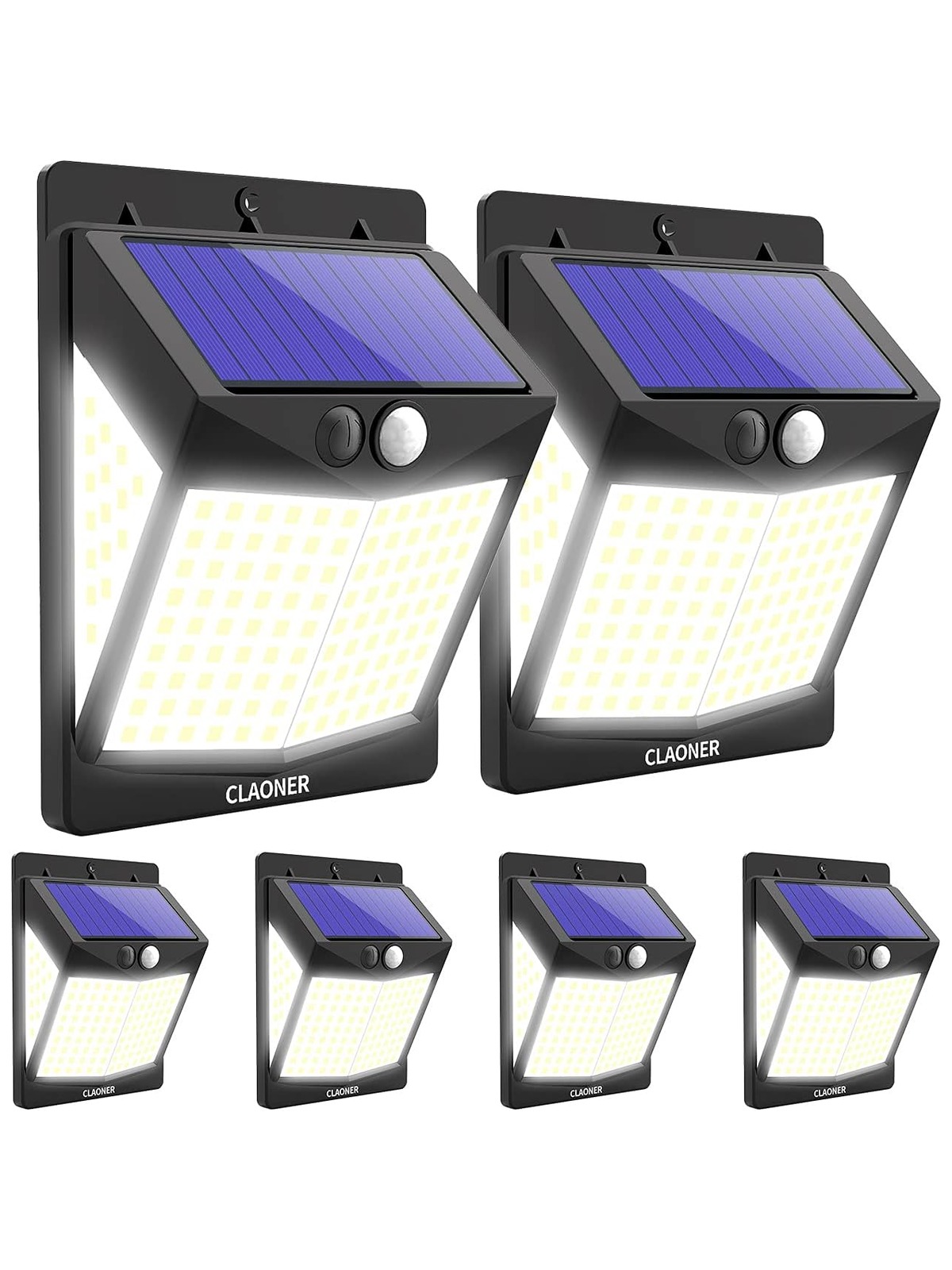 CLAONER Solar Outdoor Motion Sensor Lights [140 LED/3 Modes], (Security/Permanent On All Night/Smart Brightness Control) IP65 Waterproof Wireless Home Door Deck Garage