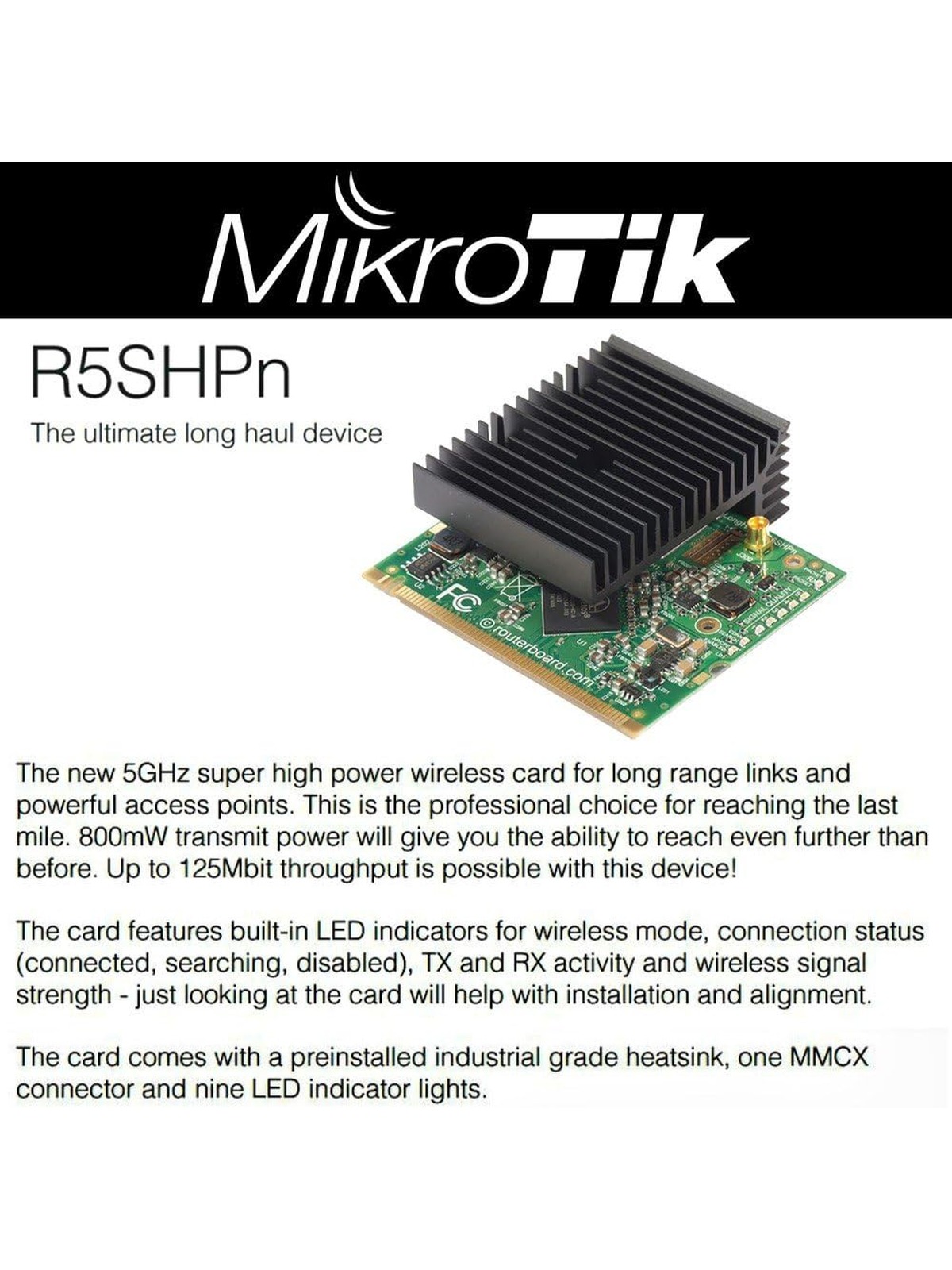 Alfa MB92M - 802.11 a/b/g/n - Super High Power Wireless-N - MMCX Mini-PCI Module - WiFi Network adapter - Atheros AR9002 chipset - up to 300Mbps - with 2 Built-In Antenna connector
