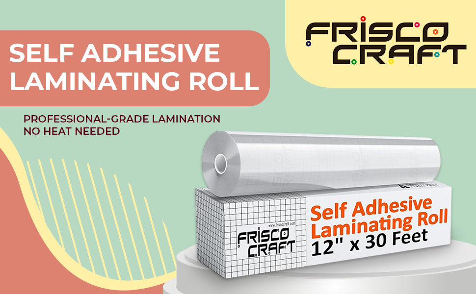Frisco Craft Clear Vinyl Self-Adhesive Laminate 12" x 30FT Roll, Compatible with Cricut, Silhouette Cameo Portrait, Decals, Stickers, Stencils, Peel and Stick (Clear Laminate Sticker Vinyl, Glossy)