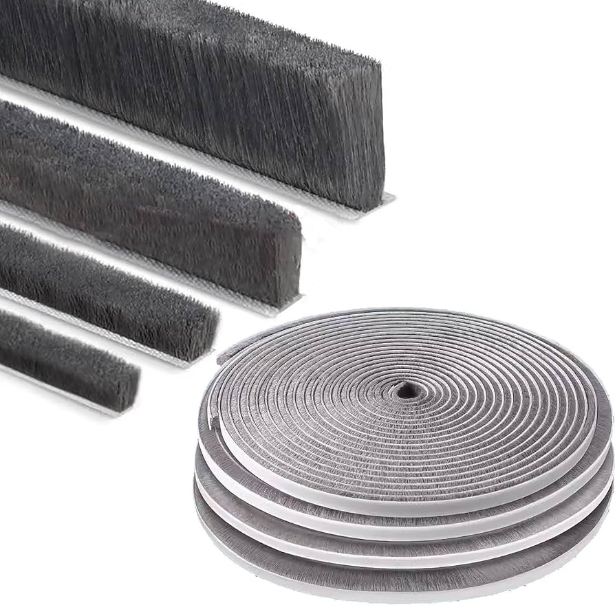 Self-Adhesive Brush Weather Stripping, High Density Felt Door Brush Strip for Sliding Sash Door Window Wardrobe Seal (7X8MM_33FT, Gray)