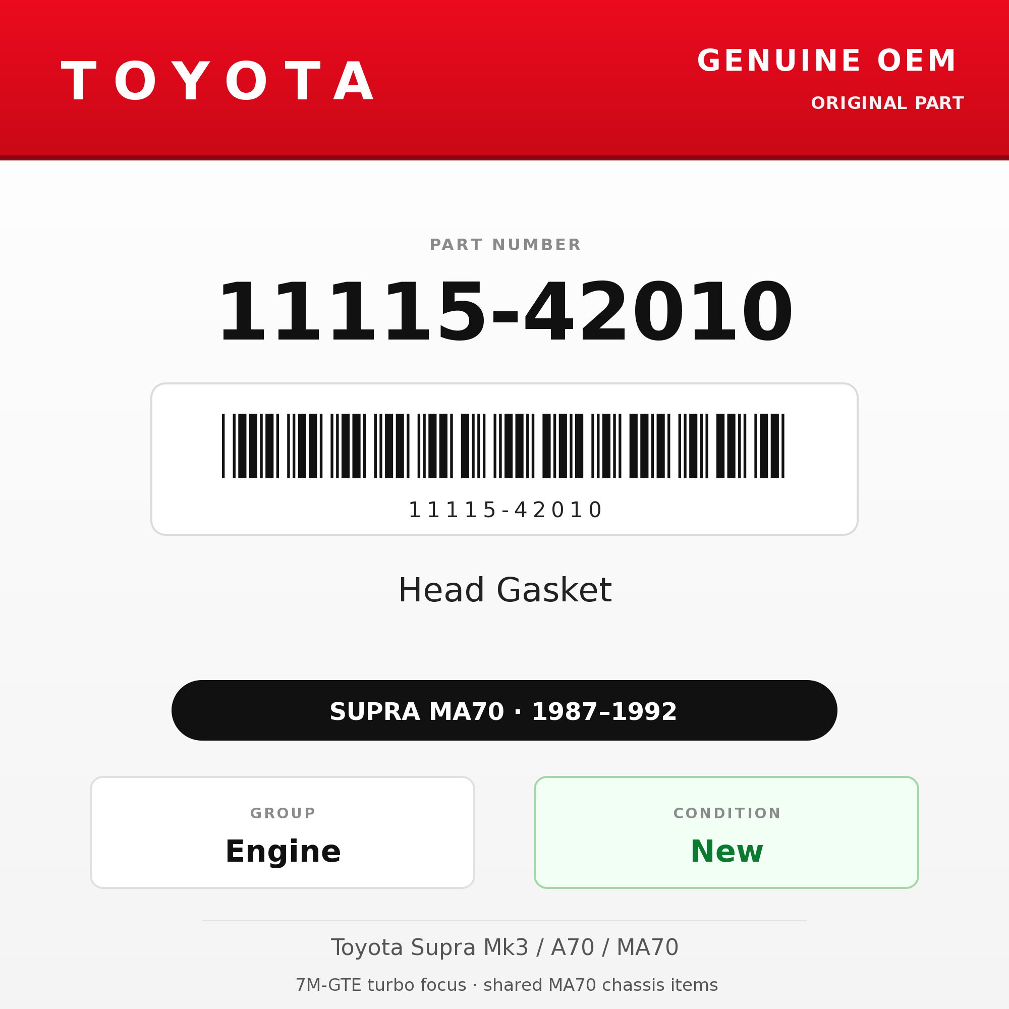 Genuine Toyota OEM 11115-42010 - Head Gasket 7M-GTE (87-92 Supra)