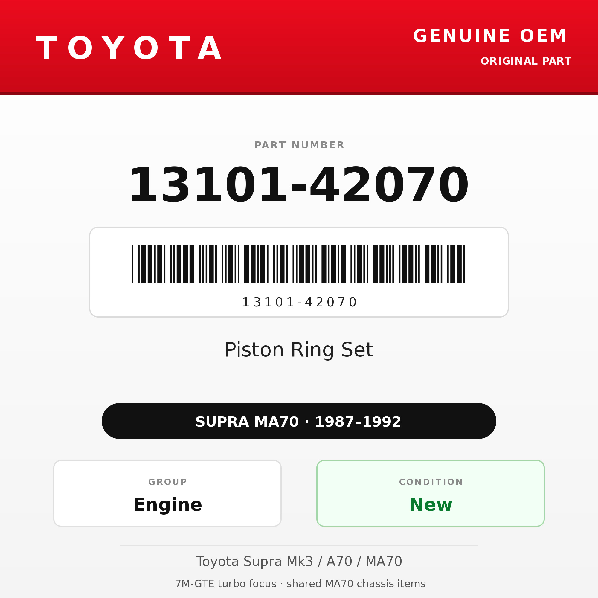Genuine Toyota OEM 13101-42070 - Piston Ring Set 7M-GTE (87-92 Supra)