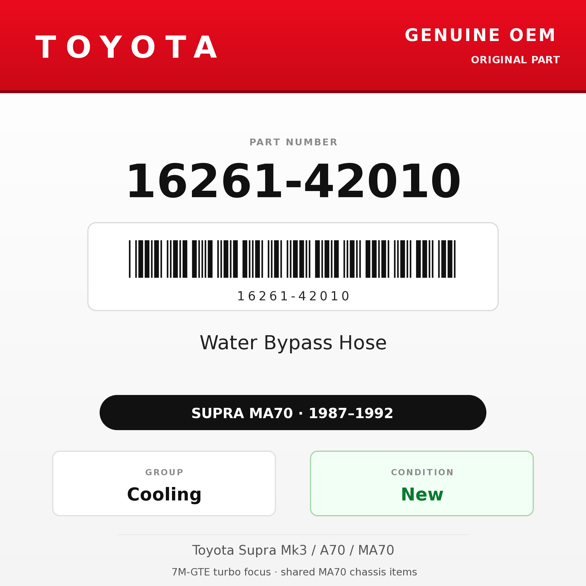 Genuine Toyota OEM 16261-42010 - 87-92 Water Bypass Hose 7M (87-92 Supra)