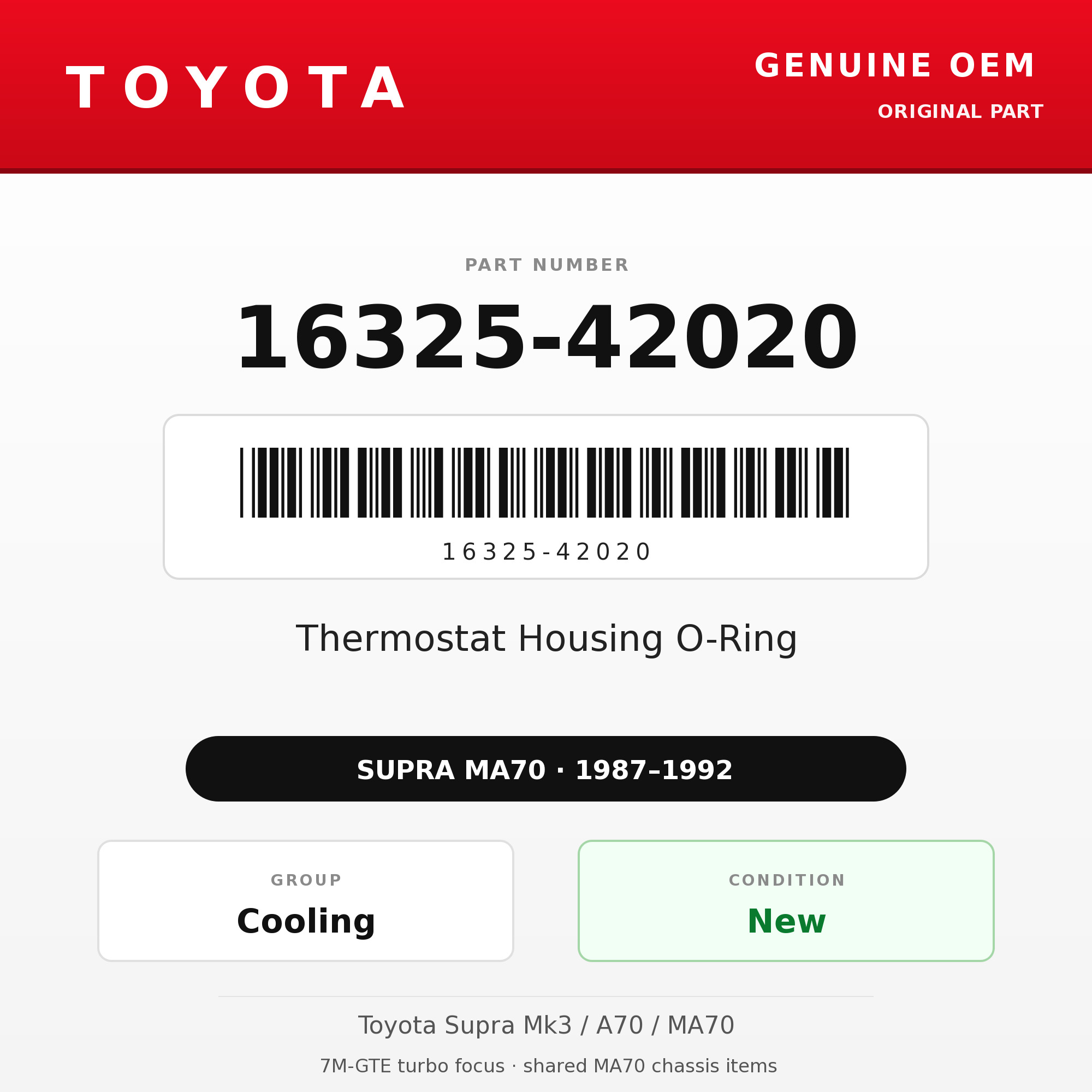 Genuine Toyota OEM 16325-42020 - Thermostat Housing O-Ring 7M (87-92 Supra)