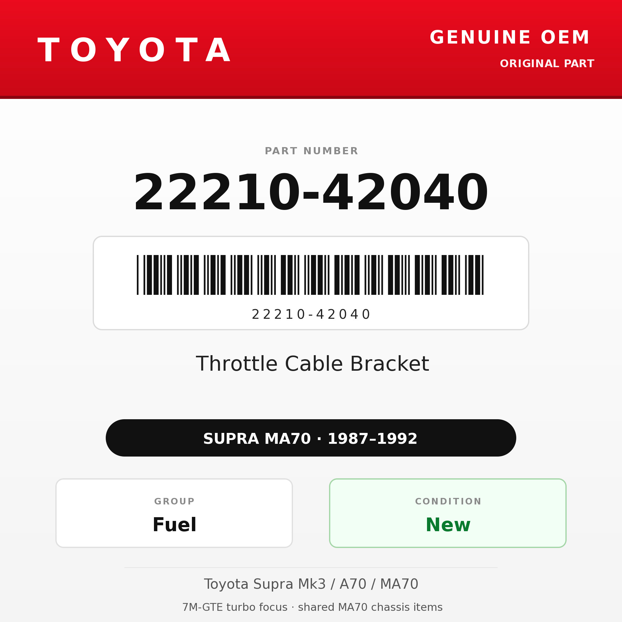 Genuine Toyota OEM 22210-42040 - Throttle Cable Bracket 7M-GTE (87-92 Supra)
